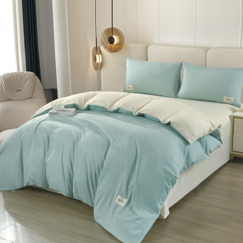 紫韵邂逅简约休闲套件   单位：（套）--蓝+米 水蓝色 被套：200*230 床单：230*245 枕套：